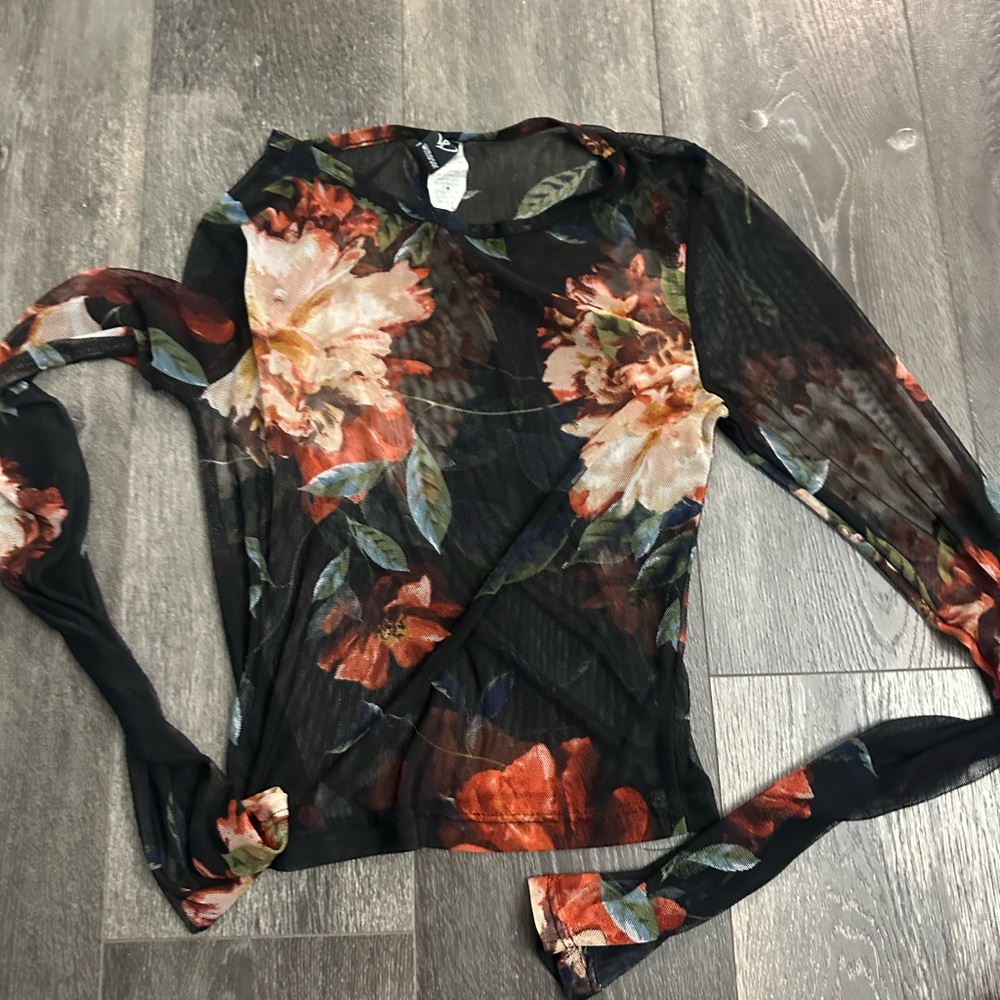 Floral Black Sheer Women's Top